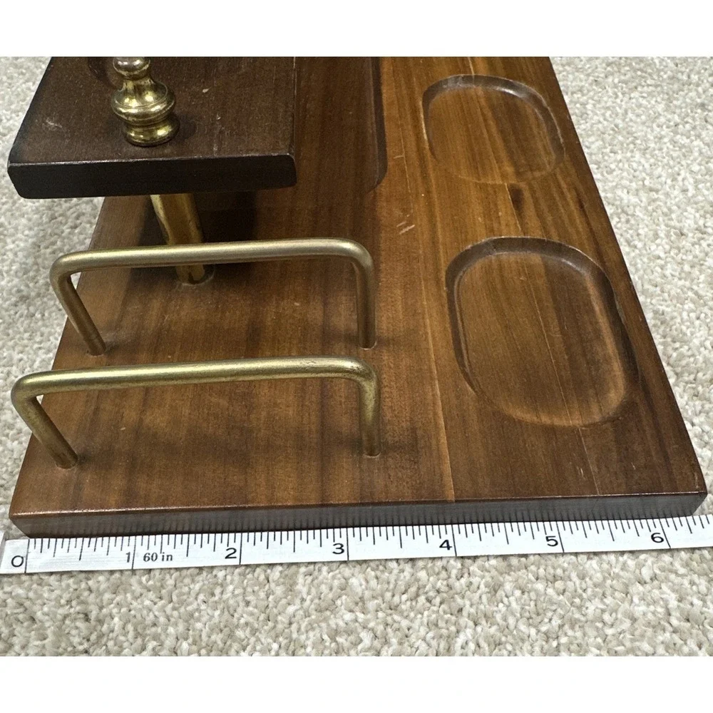 mid-century modern men's dresser valet and desk organizer Vintage Brass Accents